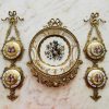 Hanging Wall Decor Set - Hand Painted Porcelain with Brass