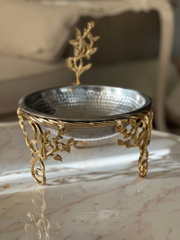 Handcrafted Staineless Steel and Brass Serving Bowl