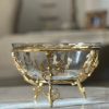 Handcrafted Glass and Brass Serving Bowl
