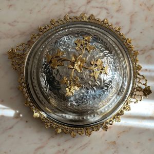 Handcrafted Staineless Steel and Brass Circular Tray